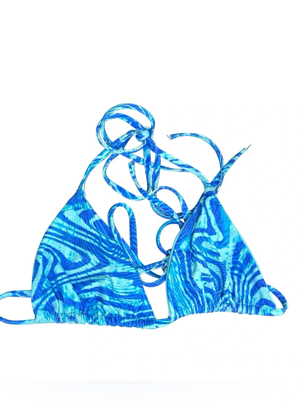 Frankies Bikinis Tia Triangle Bikini Top in the Electric Blue print Size Small